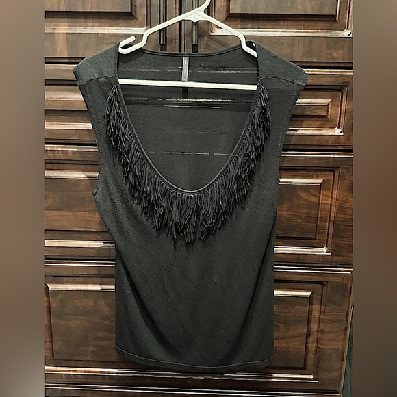 NafNaf Fringe Detail Black Top MEDIUM - Picture 1 of 4